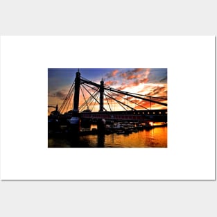 Albert Bridge Sunset River Thames London Posters and Art